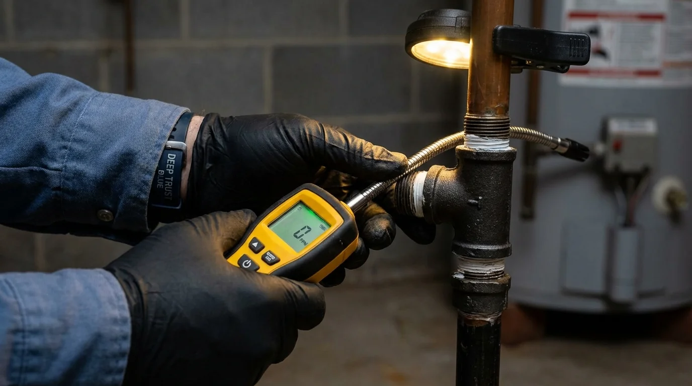 Gas leak detection with electronic sniffer by Johns Plumbing LLC in Easley