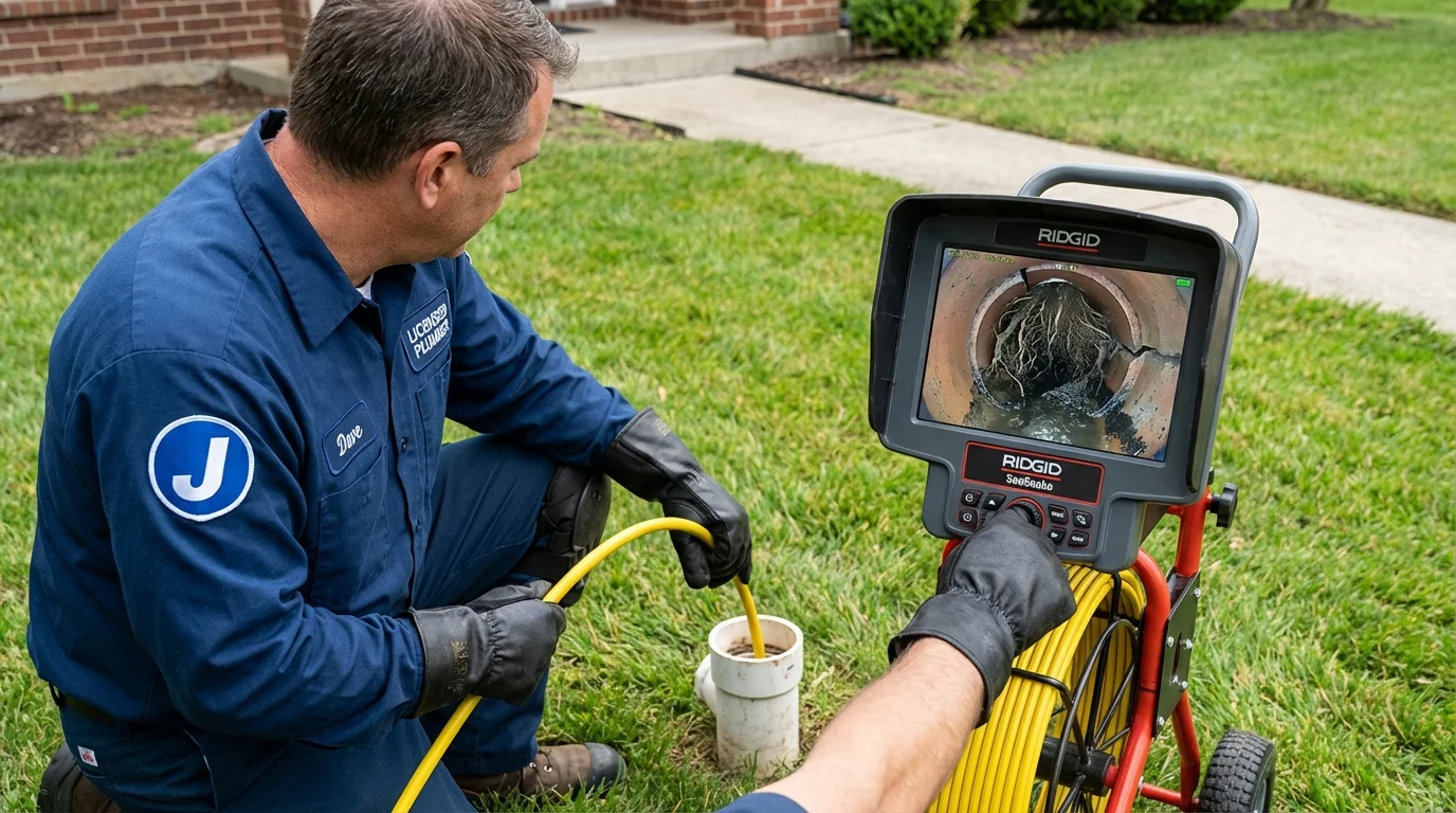 Sewer camera inspection being performed by Johns Plumbing LLC in Easley